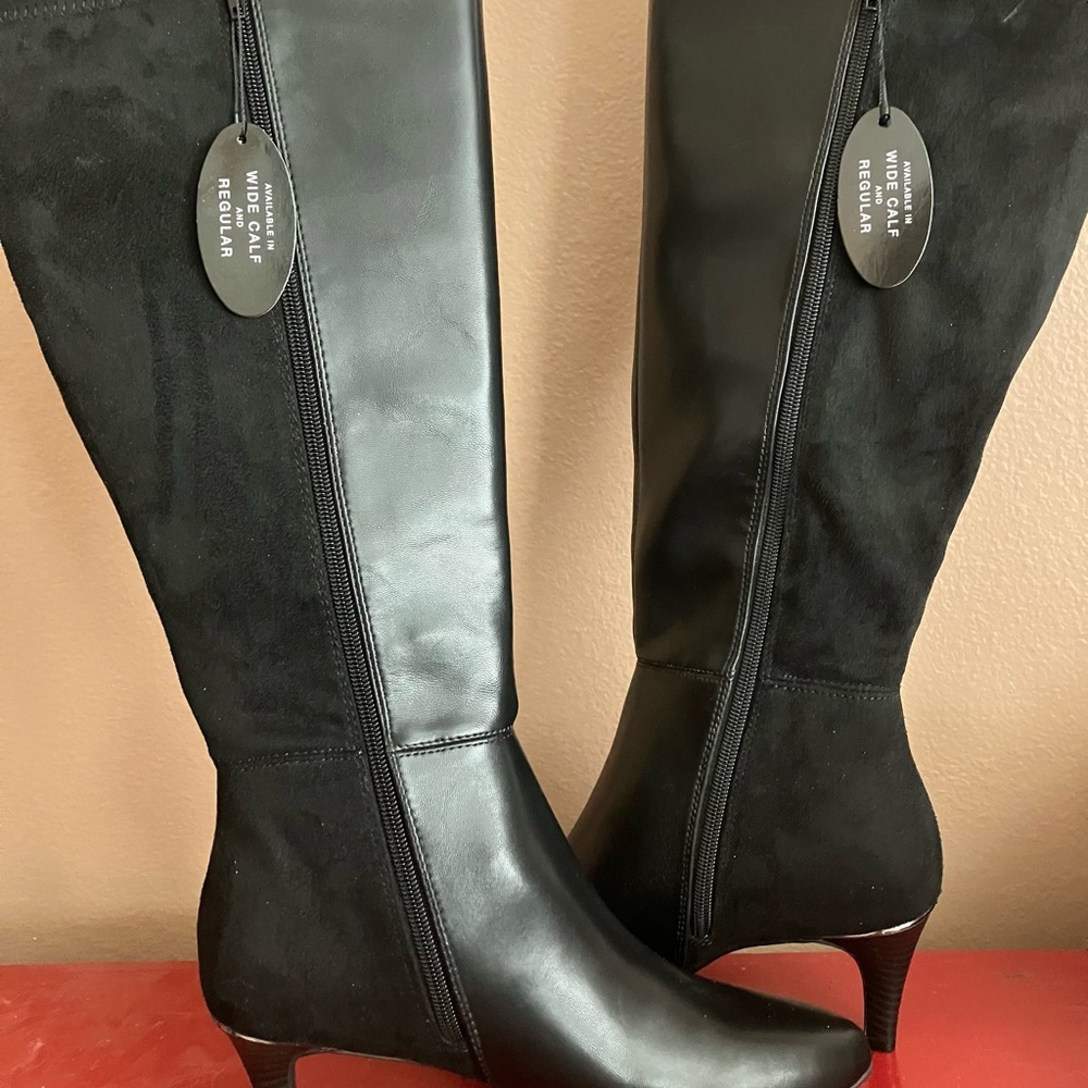 Alfani Woman’s Hakuu Faux Leather Wide Calf Knee-High Boots